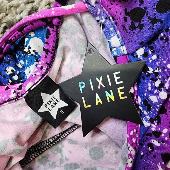 NWT Pixie Lane Long Sleeve Skater Dress - Magenta Teal Ombre Splatter Size 8 - Picture 4 of 7